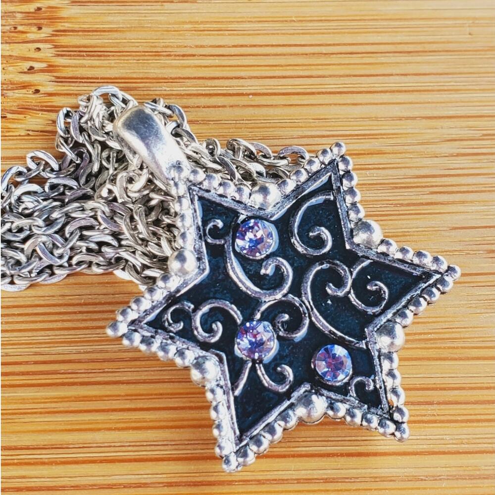 Quest Star Of David Fashion Pendant Necklace Rhinestones 24in